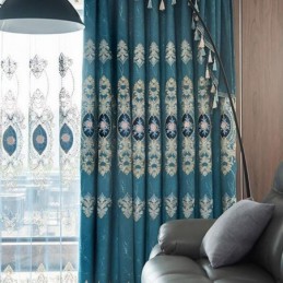 Verdunkelungsvorhang, Maßgefertigt, Vorhang Mit Europäischen Blumenstickereien Für Wohnzimmer Und Schlafzimmer