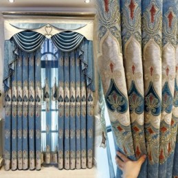 Chenille Verdunkelungsvorhang Maßgefertigter Vorhang Europäische Blumenstickerei Für Wohnzimmer Schlafzimmer