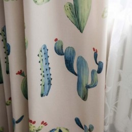 Kreativer Vorhang Mit Kaktus-Print, Maßgefertigt, Chromatischer Halbverdunkelungsvorhang, Wohnzimmer, Schlafzimmer, Kinderstoff