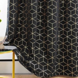 Verdunkelungsvorhang, Maßgefertigter Vorhang, Geometrisch, Bronzierend, Nordischer Stil, Für Wohnzimmer, Schlafzimmer
