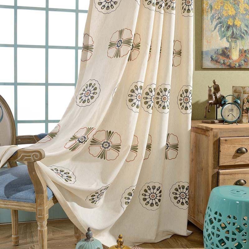 Nordischen Stil Blackout Vorhänge Poly Baumwolle Blume Bestickt Für Wohnzimmer Schlafzimmer