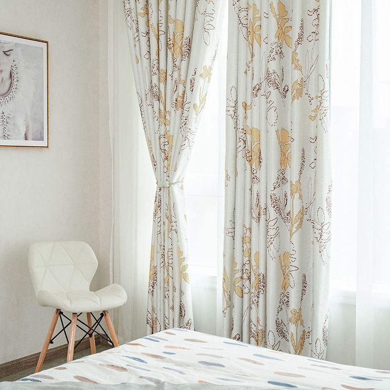 Nordischer Bedruckter Verdunkelungsvorhang Mit Blättern, Maßgefertigt Für Wohnzimmer Und Schlafzimmer