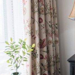 Nordischer Verdunkelungsvorhang Aus Baumwollleinen, Maßgefertigt, Vorhang Mit Pflanzenmotiv, Für Wohnzimmer Und Schlafzimmer