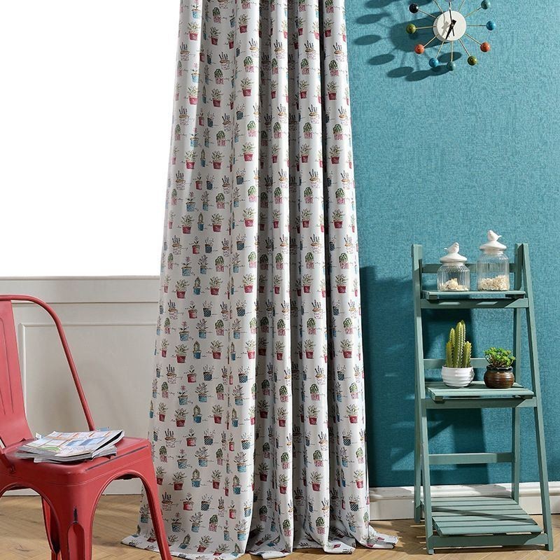 Nordischer Verdunkelungsvorhang Nach Maß, Vorhang Mit Topfpflanze-Print Für Wohnzimmer Und Schlafzimmer