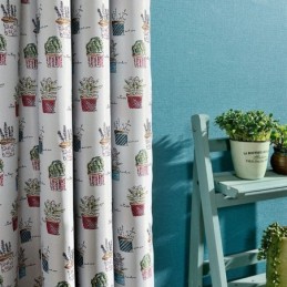 Nordischer Verdunkelungsvorhang Nach Maß, Vorhang Mit Topfpflanze-Print Für Wohnzimmer Und Schlafzimmer