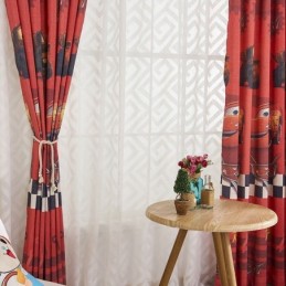 Verdunkelungsvorhänge Aus Baumwolle Im Kinderstil Mit Cartoon-Auto-Aufdruck
