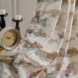 Nordic Leinen Blackout Vorhänge Urban Printed Für Wohnzimmer Schlafzimmer
