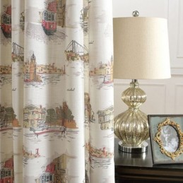 Nordic Leinen Blackout Vorhänge Urban Printed Für Wohnzimmer Schlafzimmer
