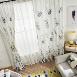 Nordischer Verdunkelungsvorhang Nach Maß, Bedruckte Blätter Für Wohnzimmer Und Schlafzimmer