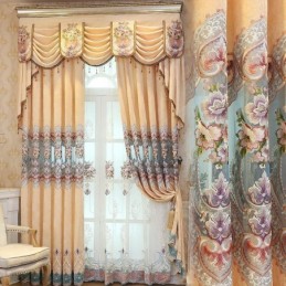 Luxus Chenille Vorhang Maßgefertigt Vorhang Floral Bestickte Vorhänge Für Wohnzimmer Schlafzimmer