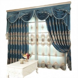 Bestickter Verdunkelungsvorhang Nach Maß Vorhang Europäischer Luxus Florale Fenstervorhänge Für Wohnzimmer