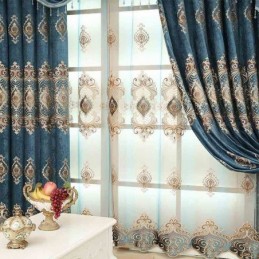 Bestickter Verdunkelungsvorhang Nach Maß Vorhang Europäischer Luxus Florale Fenstervorhänge Für Wohnzimmer