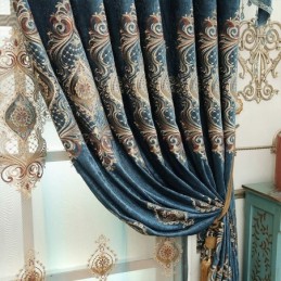 Bestickter Verdunkelungsvorhang Nach Maß Vorhang Europäischer Luxus Florale Fenstervorhänge Für Wohnzimmer