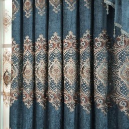 Bestickter Verdunkelungsvorhang Nach Maß Vorhang Europäischer Luxus Florale Fenstervorhänge Für Wohnzimmer