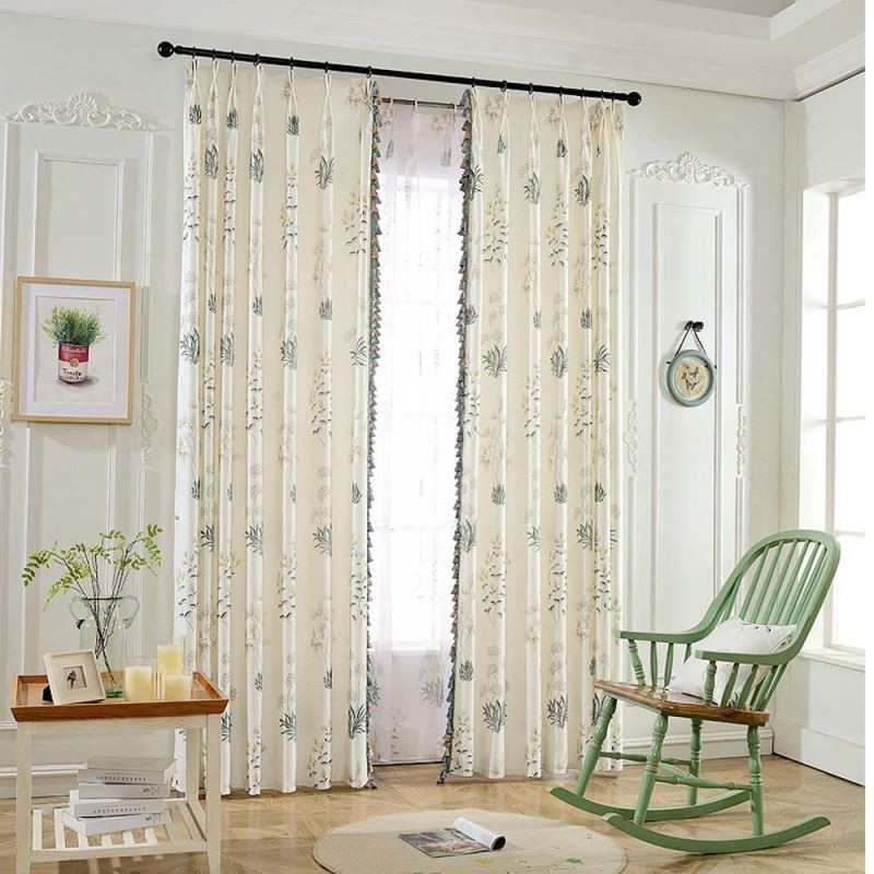 Retro Ländlichen Halb Verdunkelung Vorhang Maßgefertigt Vorhang Blume Gedruckt Wohnzimmer