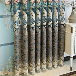 Europäischer Luxusvorhang, Maßgefertigter Vorhang, Elegante Blumenmuster-Stickerei Für Wohnzimmer