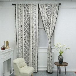 Vorhang Im Bohemian-Stil, Maßgefertigt, Mit Geometrischen Quasten, Bedruckt, Für Schlafzimmer Und Wohnzimmer