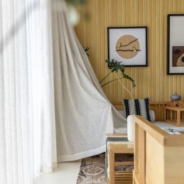 Gestreifte Jacquard-Vorhänge Aus Festem Voile-Tüll Für Wohnzimmer