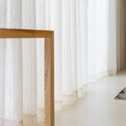 Gestreifte Jacquard-Vorhänge Aus Festem Voile-Tüll Für Wohnzimmer