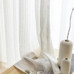 Gestreifte Jacquard-Vorhänge Aus Festem Voile-Tüll Für Wohnzimmer