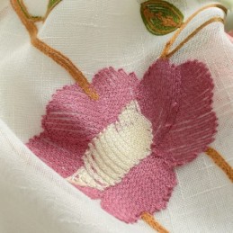 Moderner Minimalistischer Voile-Vorhang, Maßgefertigt, Vorhangplatte, Leinen, Fenster, Durchsichtig, Rosa Blattstickerei, Eins