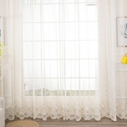 Dekorativer Transparenter Vorhang Nach Maß, Vorhang Mit Pflanzenstickerei, Tüll, Wohnzimmer, Schlafzimmer