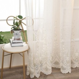 Dekorativer Transparenter Vorhang Nach Maß, Vorhang Mit Pflanzenstickerei, Tüll, Wohnzimmer, Schlafzimmer