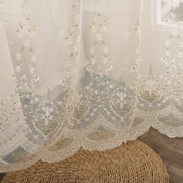 Dekorativer Transparenter Vorhang Nach Maß, Vorhang Mit Pflanzenstickerei, Tüll, Wohnzimmer, Schlafzimmer