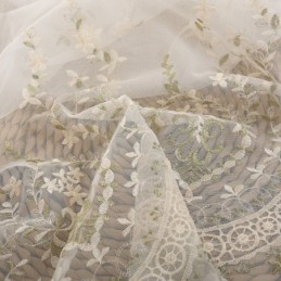 Dekorativer Transparenter Vorhang Nach Maß, Vorhang Mit Pflanzenstickerei, Tüll, Wohnzimmer, Schlafzimmer