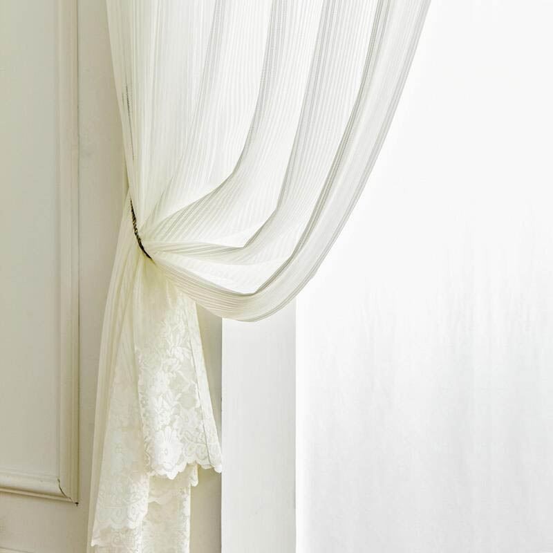 Einfarbige Spitze Durchsichtige Gardine Nach Maß Vorhang Panel Voile Erkerfenster Schlafzimmer
