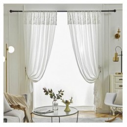 Einfarbige Spitze Durchsichtige Gardine Nach Maß Vorhang Panel Voile Erkerfenster Schlafzimmer