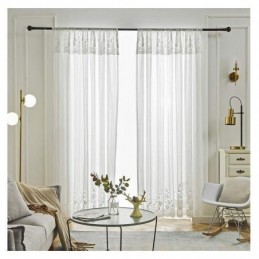 Einfarbige Spitze Durchsichtige Gardine Nach Maß Vorhang Panel Voile Erkerfenster Schlafzimmer