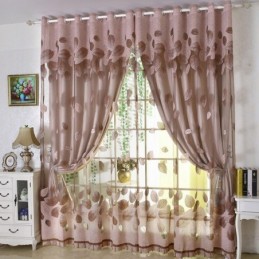 Minimalistischer Voile-Vorhang Nach Maß, Vorhangpaneel, Erfrischende Blätter, Jacquard