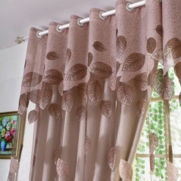 Minimalistischer Voile-Vorhang Nach Maß, Vorhangpaneel, Erfrischende Blätter, Jacquard