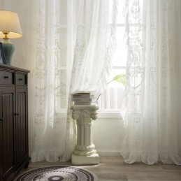 Europäischer Bestickter Transparenter Vorhang, Maßgeschneiderter Vorhang, Weiße Tüllvorhänge Für Wohnzimmer Und Schlafzimmer