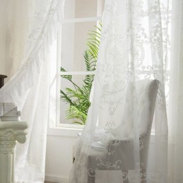 Europäischer Bestickter Transparenter Vorhang, Maßgeschneiderter Vorhang, Weiße Tüllvorhänge Für Wohnzimmer Und Schlafzimmer