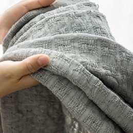 Nordischer Karierter Tüllvorhang Nach Maß, Vorhang Aus Kettenwirkerei, Durchsichtig Für Wohnzimmer