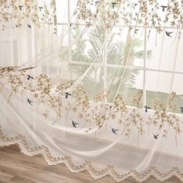 Dekorativer Transparenter Vorhang Nach Maß, Vorhang Mit Pflanzenstickerei, Tüllvorhänge, Wohnzimmer, Schlafzimmer