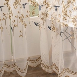 Dekorativer Transparenter Vorhang Nach Maß, Vorhang Mit Pflanzenstickerei, Tüllvorhänge, Wohnzimmer, Schlafzimmer