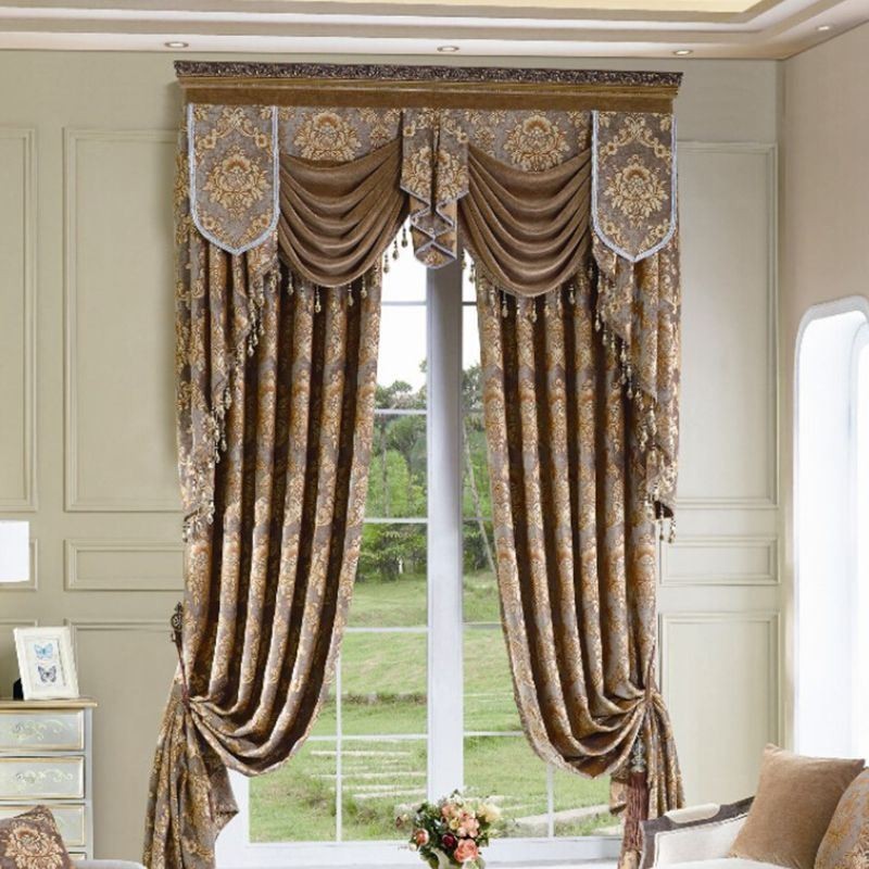 Luxus Chenille Jacquard Fenstervorhang Maßgefertigt Vorhang Elegantes Design Für Schlafzimmer Dekorativ