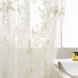 Dekorativer Transparenter Vorhang Nach Maß, Vorhang Mit Pflanzenstickerei, Tüllvorhänge, Wohnzimmer, Schlafzimmer