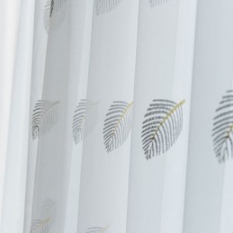 Nordischer Schlichter Vorhang, Maßgefertigt, Vorhang, Ländliche Blätter, Weiße Stickerei, Schlafzimmer, Wohnzimmer, Stoff