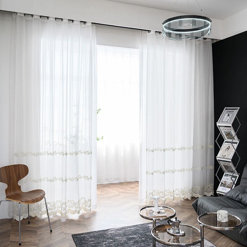 Moderner Minimalistischer Gardinenvorhang Nach Maß, Pflanzenbestickte Tüllvorhänge Für Wohnzimmer Und Schlafzimmer