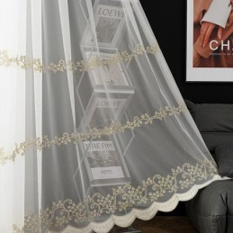 Moderner Minimalistischer Gardinenvorhang Nach Maß, Pflanzenbestickte Tüllvorhänge Für Wohnzimmer Und Schlafzimmer