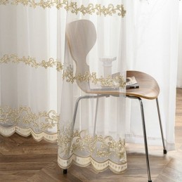 Moderner Minimalistischer Gardinenvorhang Nach Maß, Pflanzenbestickte Tüllvorhänge Für Wohnzimmer Und Schlafzimmer