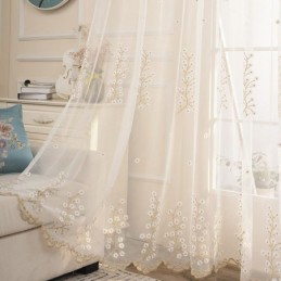 Dekorativer Transparenter Vorhang Nach Maß, Bestickter Tüll Für Wohnzimmer