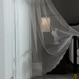 Dekorativer Transparenter Vorhang, Maßgefertigt, Vorhanglinie, Bestickte Tüllvorhänge, Wohnzimmer, Schlafzimmer