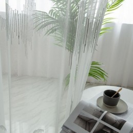 Dekorativer Transparenter Vorhang, Maßgefertigt, Vorhanglinie, Bestickte Tüllvorhänge, Wohnzimmer, Schlafzimmer