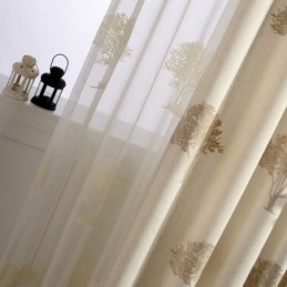 Atmungsaktiver Transparenter Vorhang, Maßgefertigt, Vorhang Mit Baumstruktur, Stickerei, Wohnzimmer