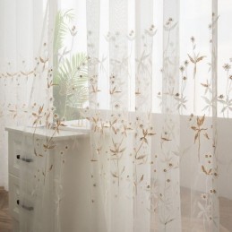 Moderner Dekorativer Transparenter Vorhang, Maßgefertigt, Mit Pflanzen Bestickte Tüllvorhänge Für Schlafzimmer